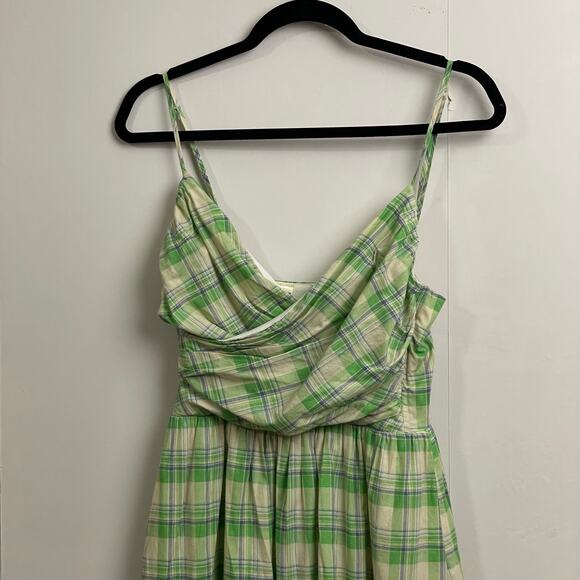 Y2K Vintage Fredericks of Hollywood S/M plaid mini dress cotton USA green white - Picture 2 of 8